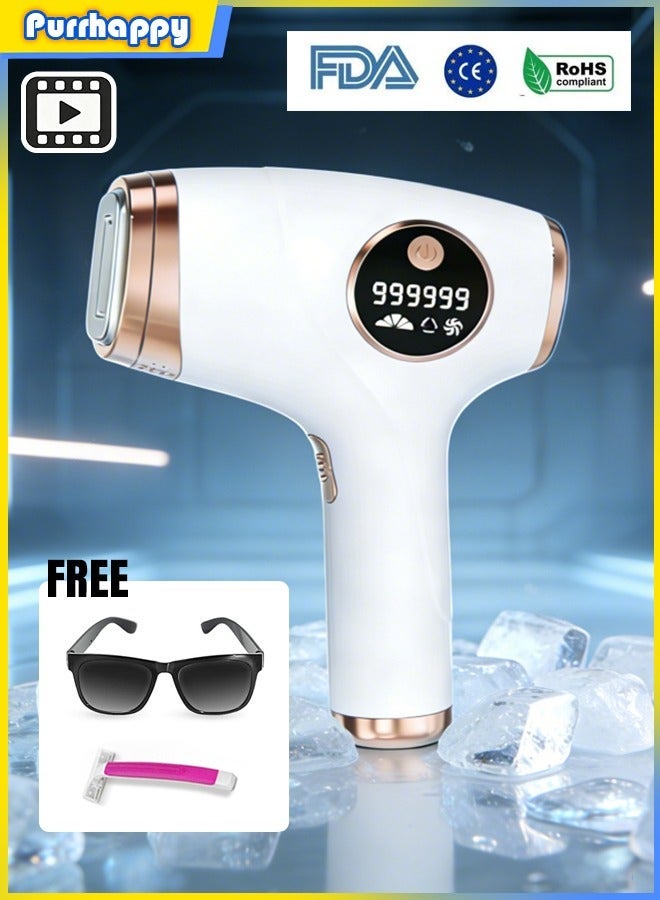 Purrhappy ICE IPL Laser Hair Removal, Smart Painless Ice Cooling Permanent Device Remover Machine with Shaver & Goggles, U.S. FDA Safety Certification, 999,999 Automatic Flashes for Body and Face, Hair Removal for Adults Women and Men - Permanent, UK Plug Corded, White - Image 1